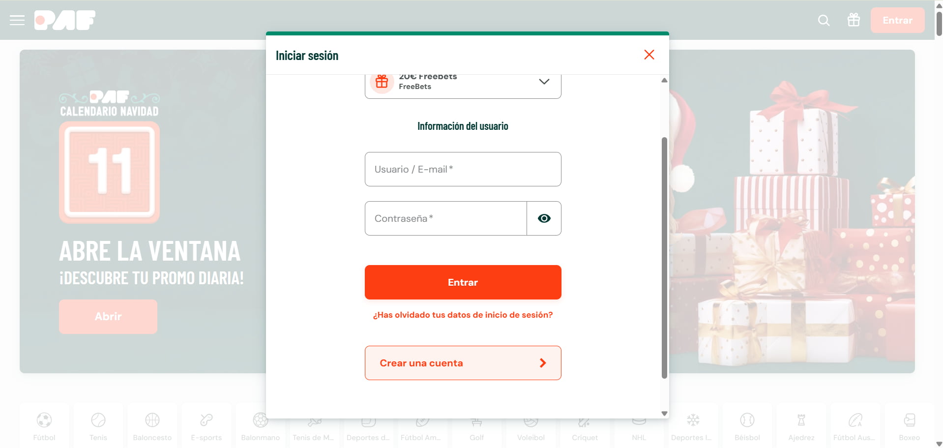 Pantallazo registro usuario nuevo en PAF