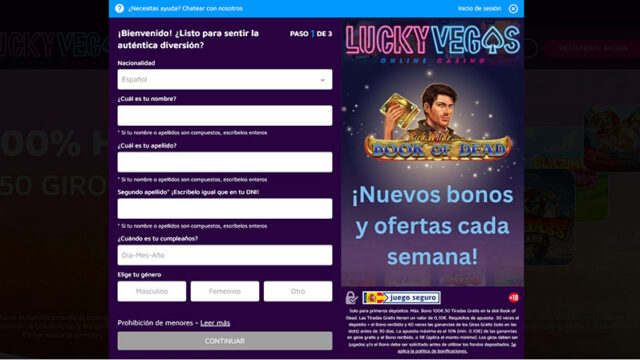 Registro Lucky Vegas