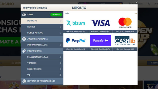 Métodos de depósito en Prime Casino España