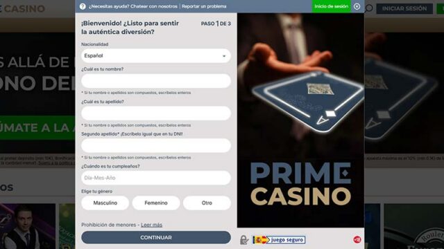Qué necesitas para registrarte en Prime Casino