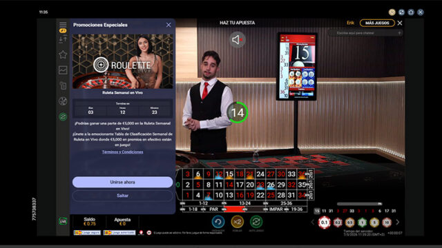 Ruleta Live en Prime Casino